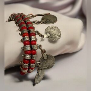 Ethnic Persian GYPSY TRIBAL Resin Multi
Strand Collar Coin BRACELET